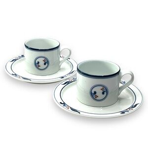 Dansk Bistro Vintage Set of 2 Maribo Coffee Cups w/ Saucers Made in Japan 2.375"